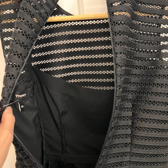 NEW Theory Black Petal Feathered Texture Party Dress Sz 00 - Picture 10 of 15